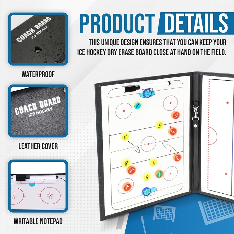 ZPU Dry Erase Coaching Board, Magnetic Coaches Clipboards, Portable Foldable Tactics Board with Dry Erase Marker Pen and Magnets – Basketball, Football, Soccer, Hockey - Image 3